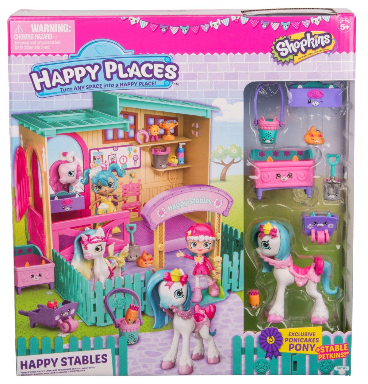 Bộ đồ chơi 7 món Shopkins Ngựa con vui vẻ Happy Places Happy Stables Playset