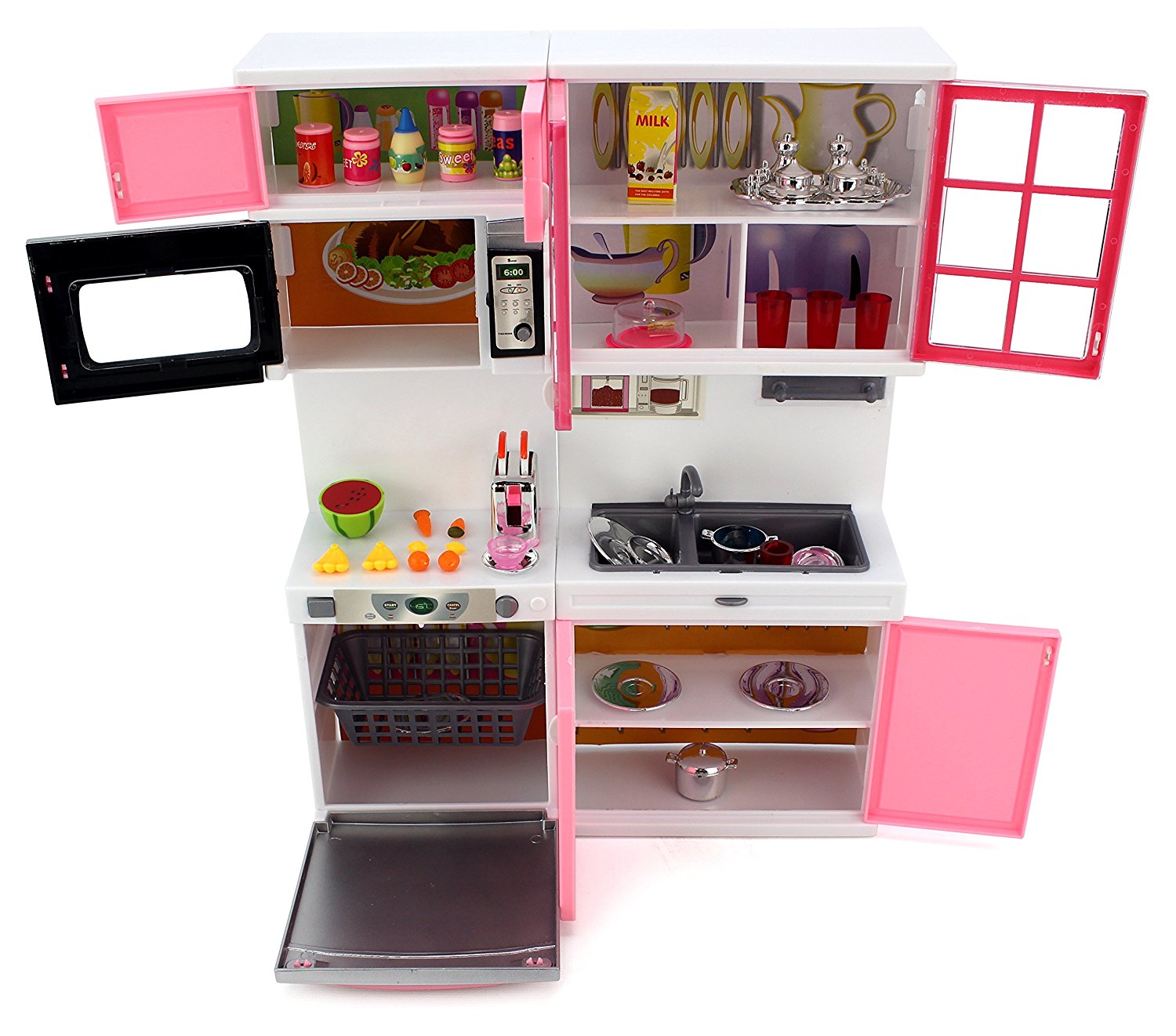 Bộ nhà bếp hồng siêu hiện đại 3 Pin 'Modern Kitchen 16' Battery Operated Toy Kitchen Playset...