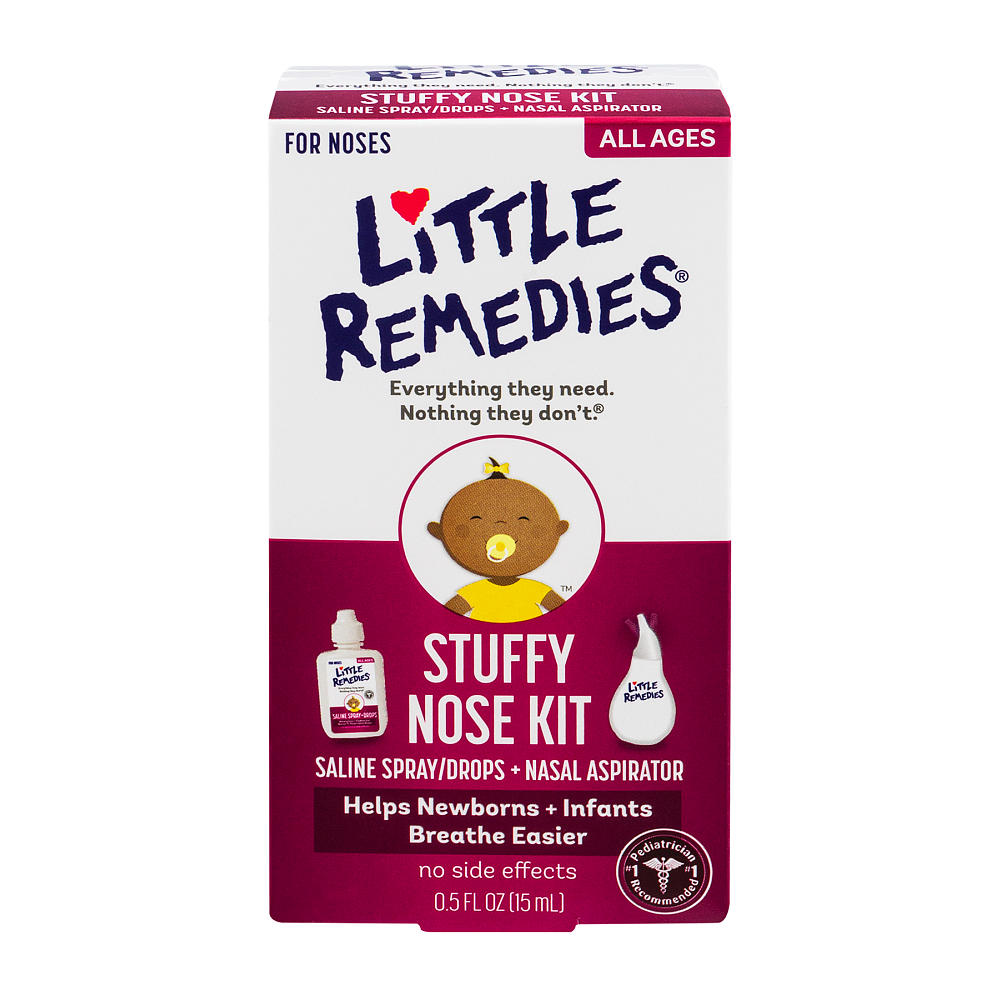 Nước muối sinh lý trị nghẹt mũi cho bé + hút mũi Little Noses Stuffy Nose Kit 15 ml