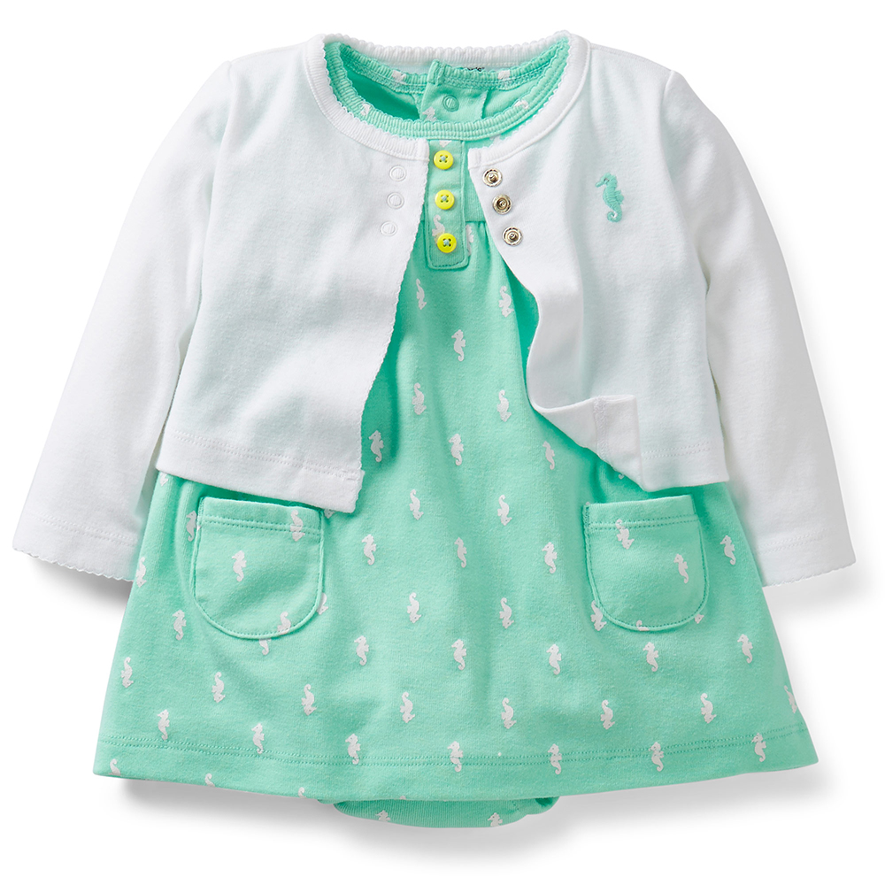 Set body Carter's 2 mảnh kèm áo cài cực dễ thương dành cho bé gái 9 tháng tuổi