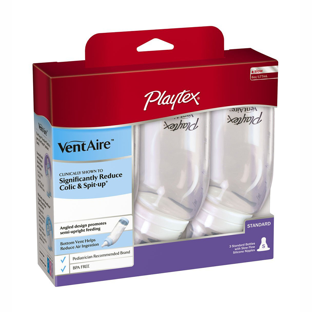 Bình sữa cổ thường Playtex VentAire Standard Bottles 200ml - (3 bình)