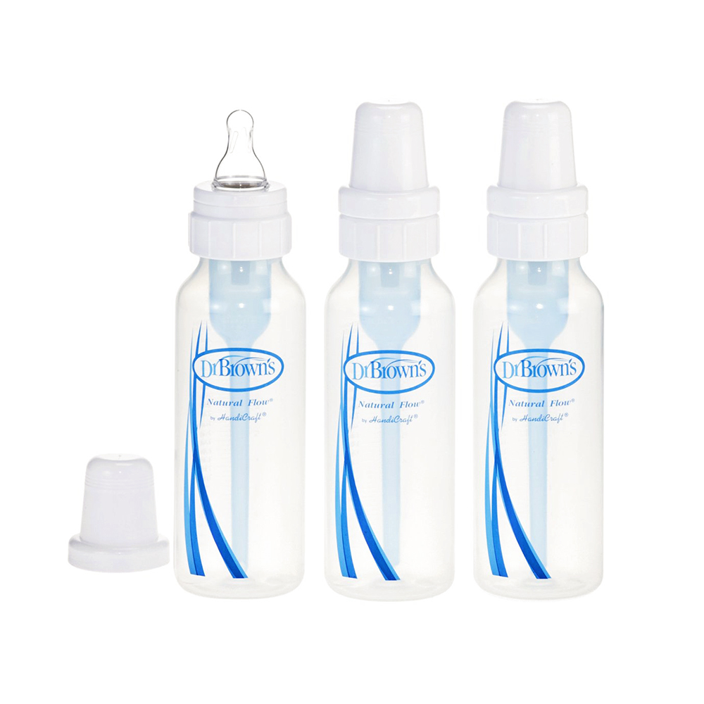 Bộ 3 bình sữa cổ thường Dr Brown's BPA Free Polypropylene Natural 240ml