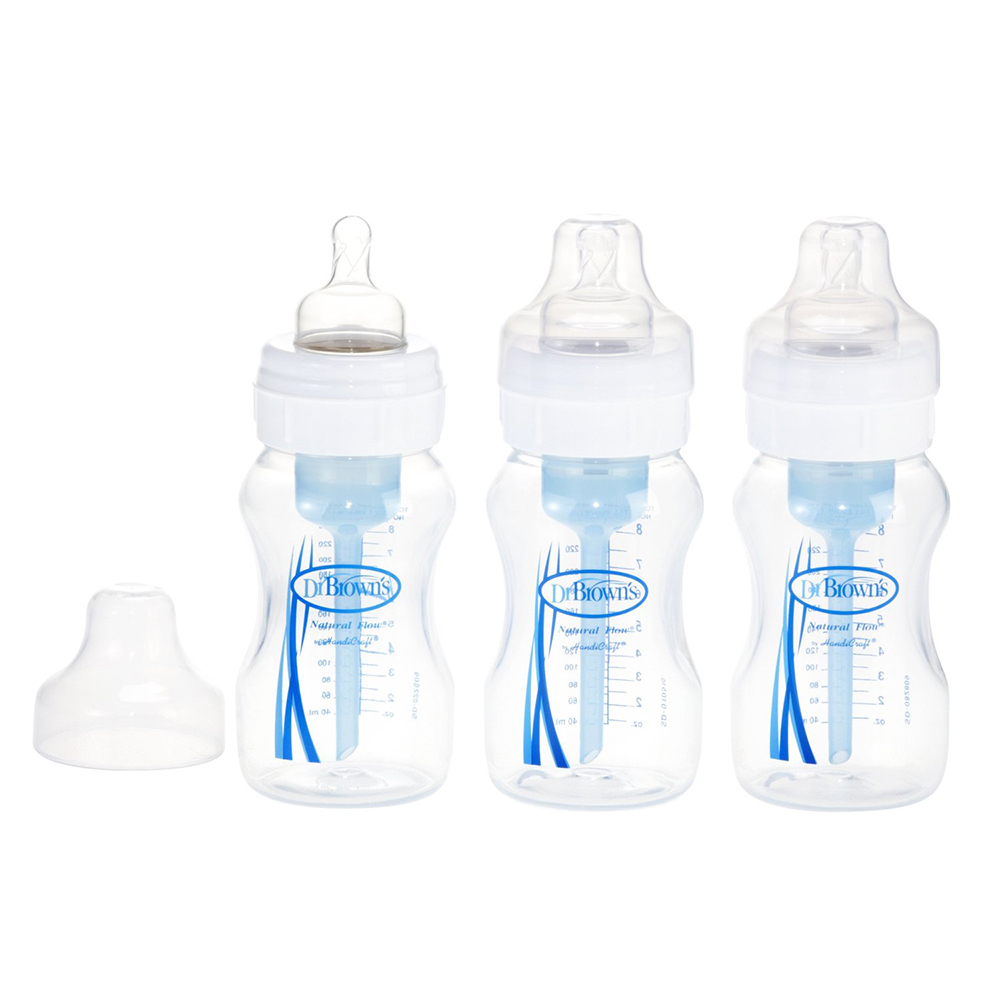 Bộ 3 bình sữa cổ rộng Dr Brown's BPA Free Polypropylene Natural 240 ml