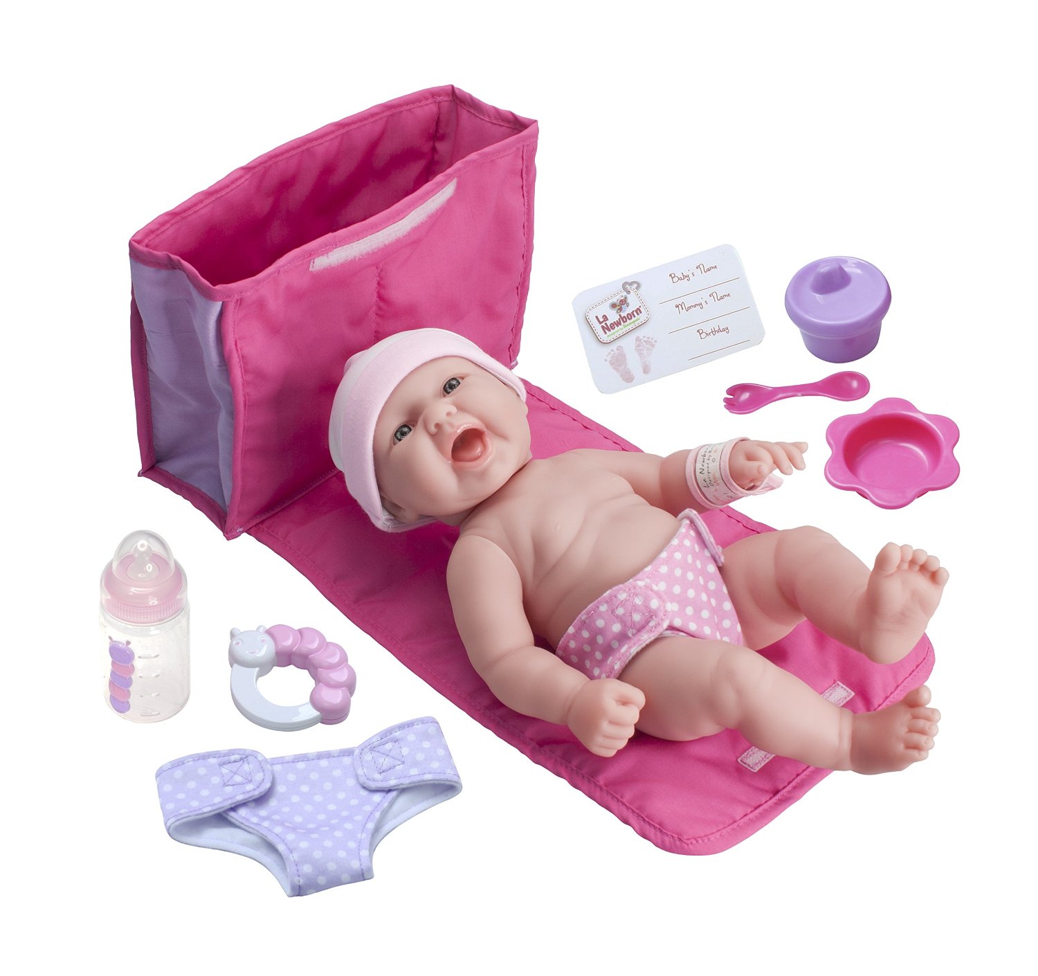 Bộ đồ chơi thực hành tắm cho búp bê nhập từ Mỹ LA NEWBORN 10 Piece Deluxe DIAPER BAG GIFT SET