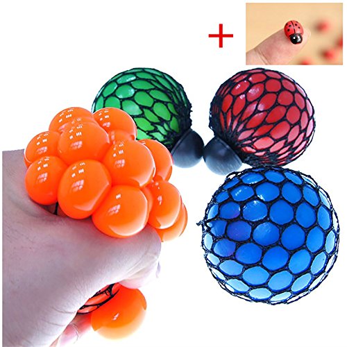 Bóng cao su lưới mềm  VANKER 1Pc Stress Relief Squeezing Soft Rubber Vent Grape Ball Hand Wrist Toy Random Color