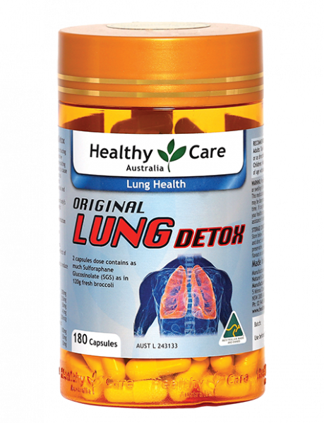 Healthy Care Original Lung Detox 180 viên – Viên uống giúp thanh lọc, giải độc phổi.