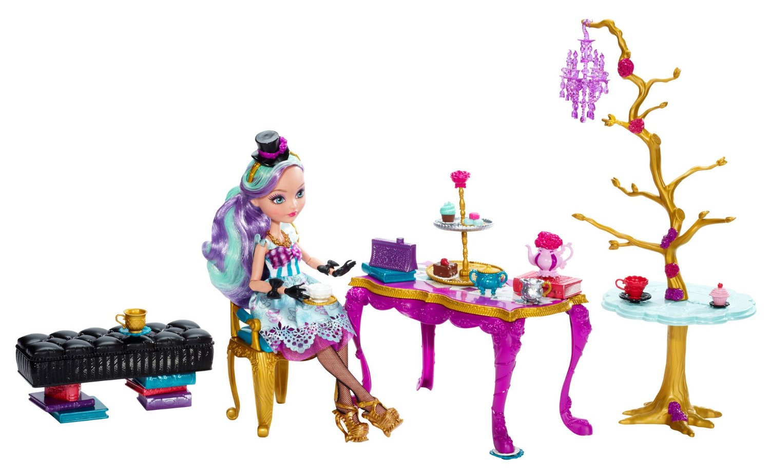 Tiệc trà của công chúa Madeline Hatter Ever After High Hat-Tastic Madeline Hatter Doll and Party Display