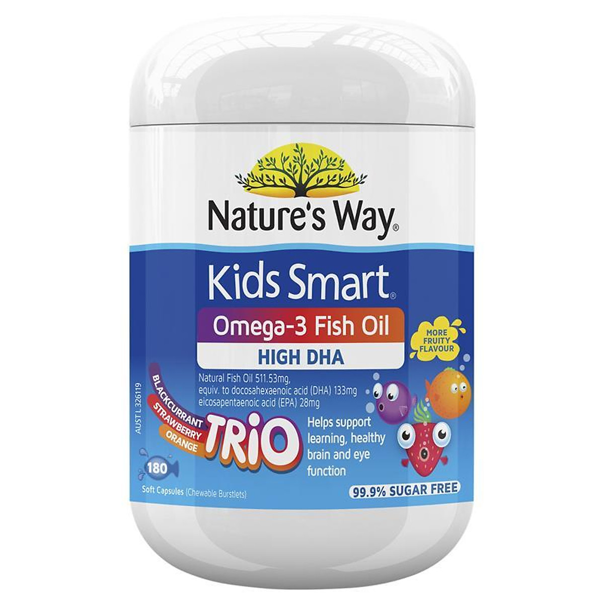 Viên kẹo Nature’s Way Kids Smart Bursts Omega 3 Fish oil Trio, Úc bổ sung DHA cho trẻ từ 12 tháng tuổi