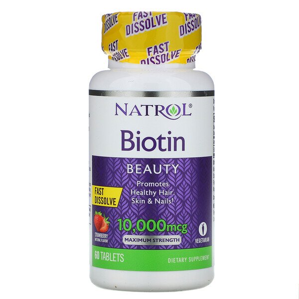Viên ngậm hỗ trợ mọc tóc và chống rụng tóc Natrol Biotin Beauty 10,000mcg 60 viên