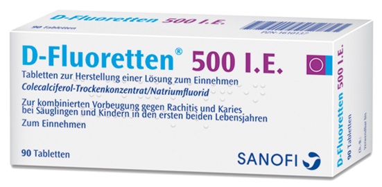 Vitamin chống còi xương vitamin D-Fluoretten 500 I.E.